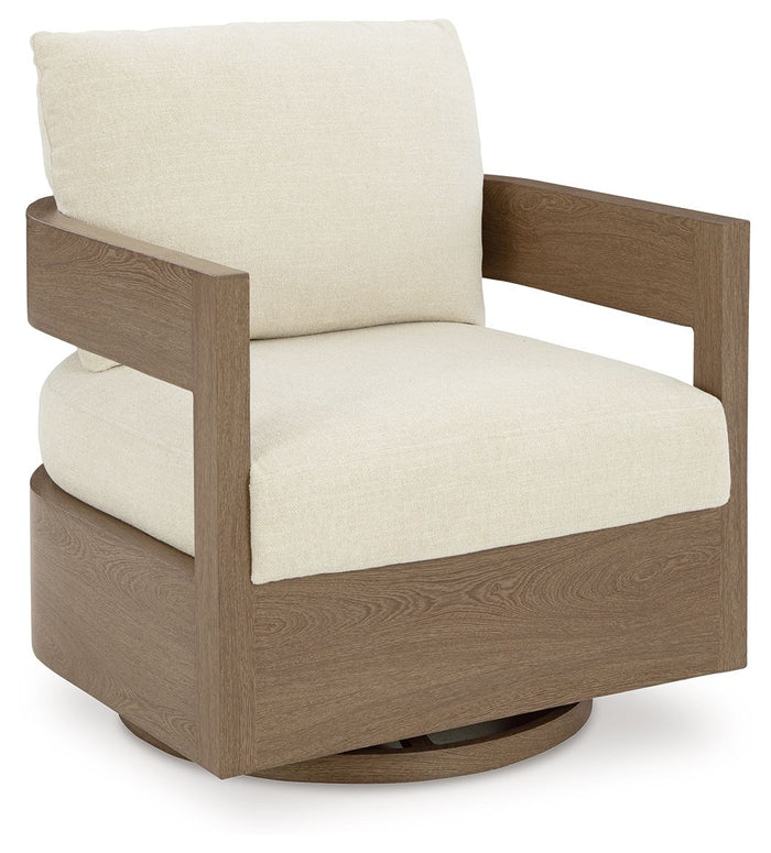 Serene Bay - Swivel Glider Chair With Cushion - Dark Brown / White image 1