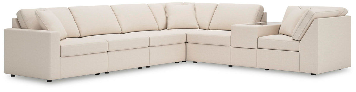 White / 7 Pc. Sectional With Storage Console And Laf Corner Chair