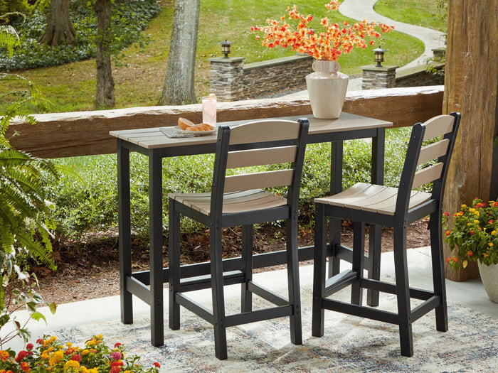 Shoreline Beach - Outdoor Counter Table And 2 Barstools (Set of 3) - Black / Beige image 3