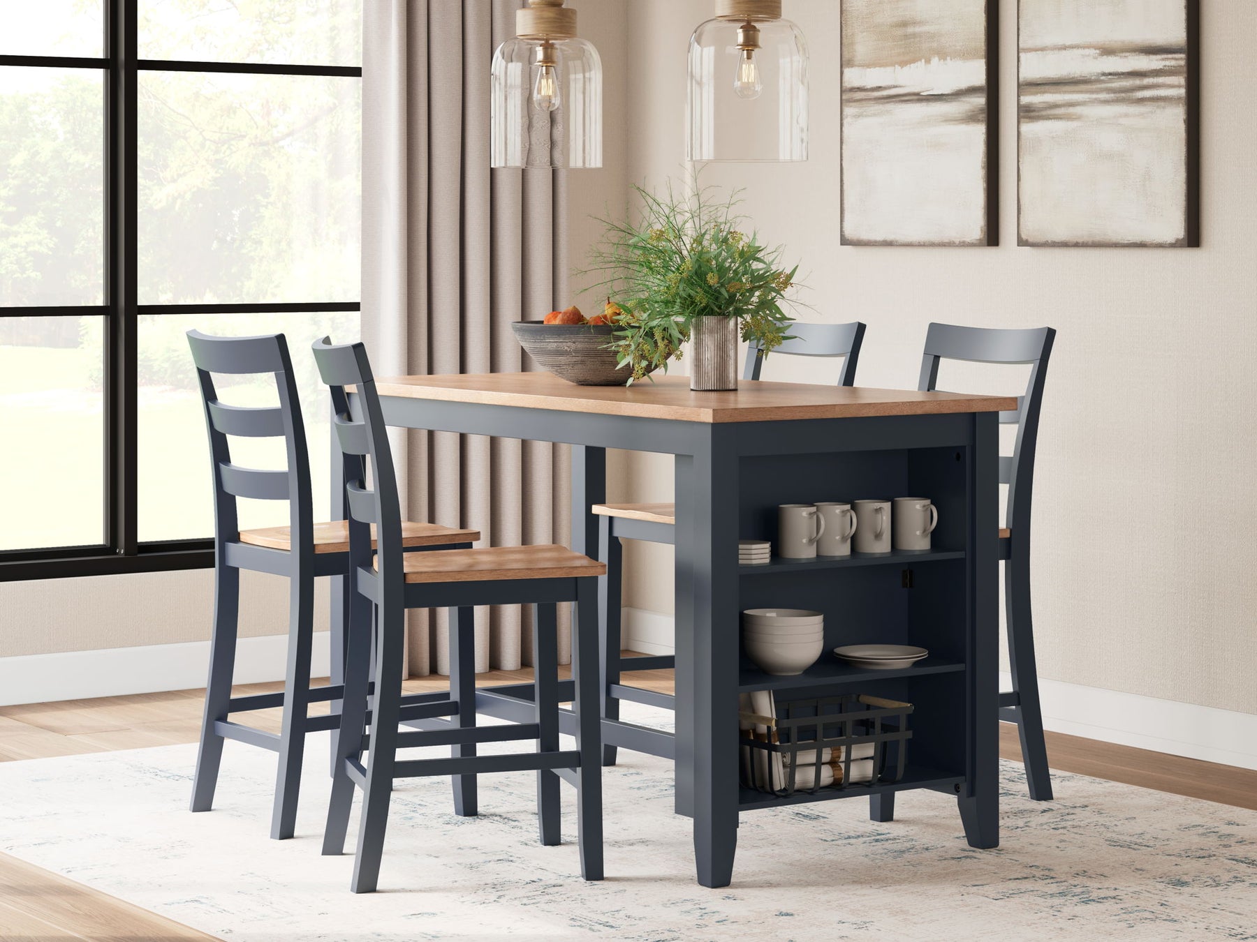 Blue / 5 Pc. Table, 4 Stools