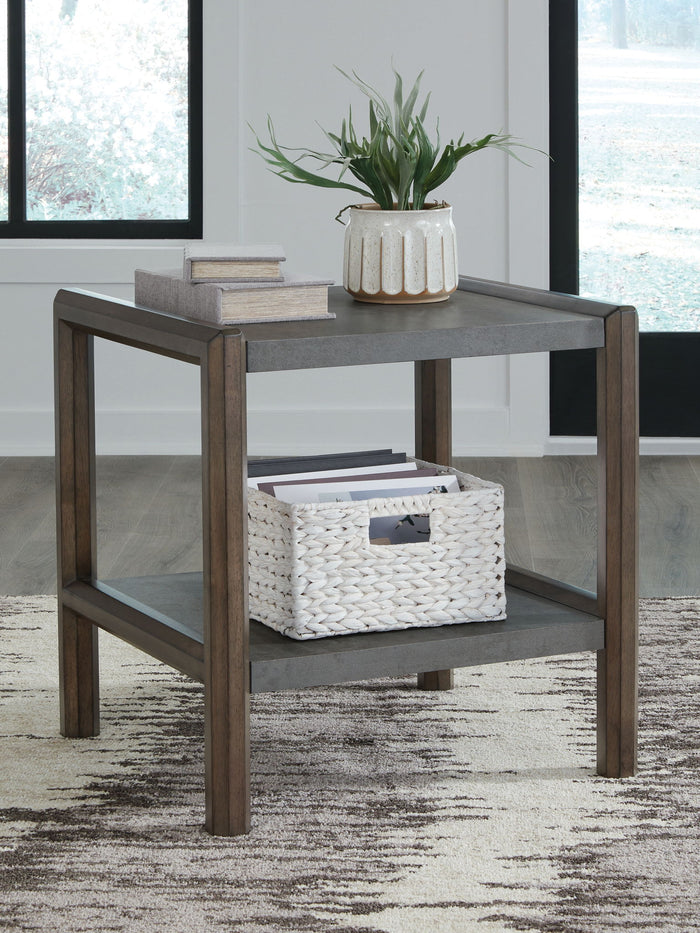 Kallenny - Rectangular End Table - Brown / Gray image 2