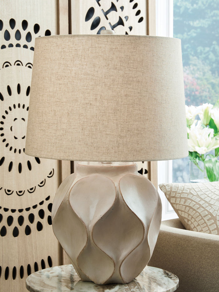Edselham - Paper Table Lamp - Distressed Cream image 2