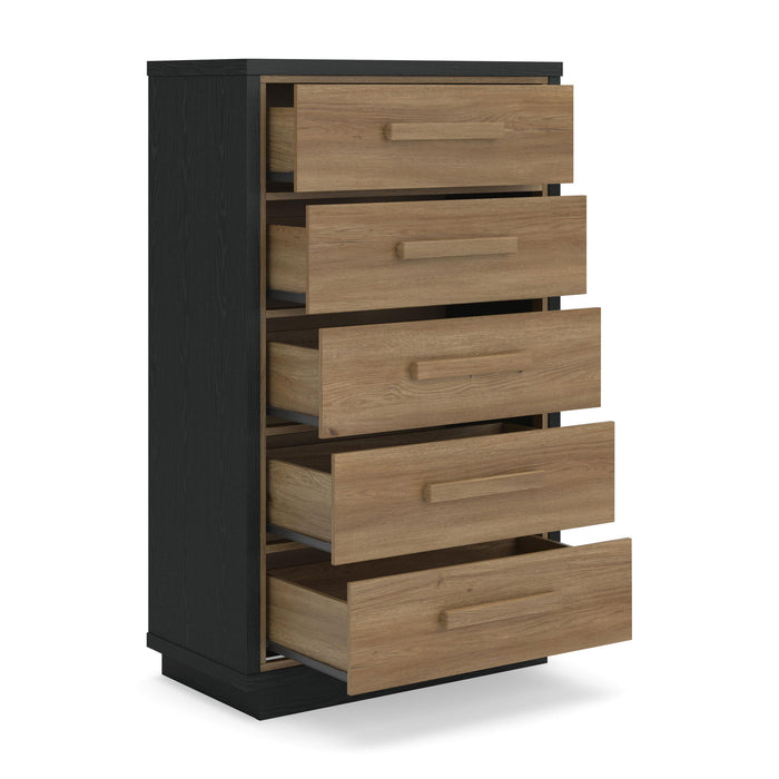 Kozmour - Five Drawer Chest - Black / Brown image 3