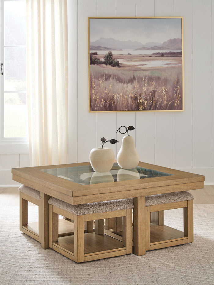 Wittenmyer - Cocktail Table With 4 Stools (Set of 5) - Natural / Black image 3