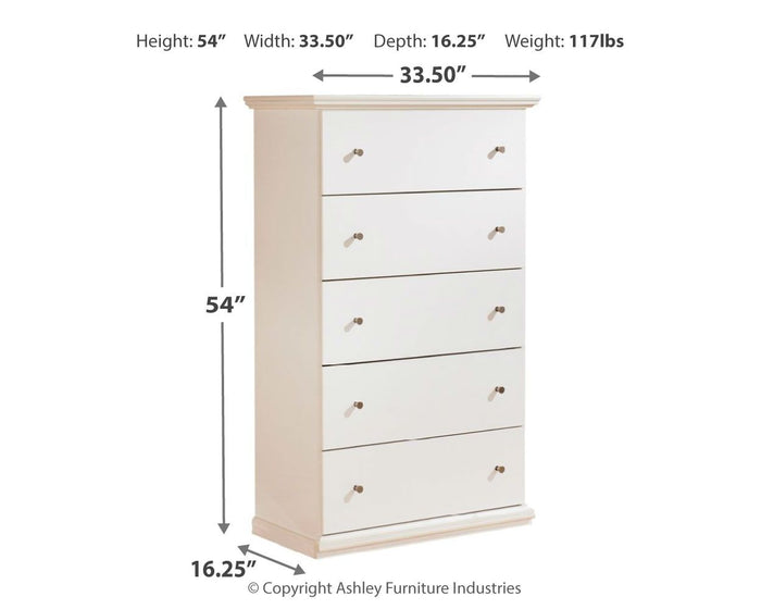 Bostwick Shoals - Five Drawer Chest - White image 2