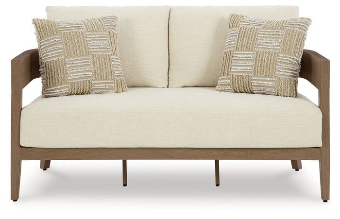 Serene Bay - Loveseat With Cushion - Dark Brown / White image 2