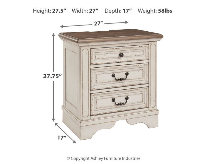 Realyn - Three Drawer Night Stand - White / Brown / Beige image 2