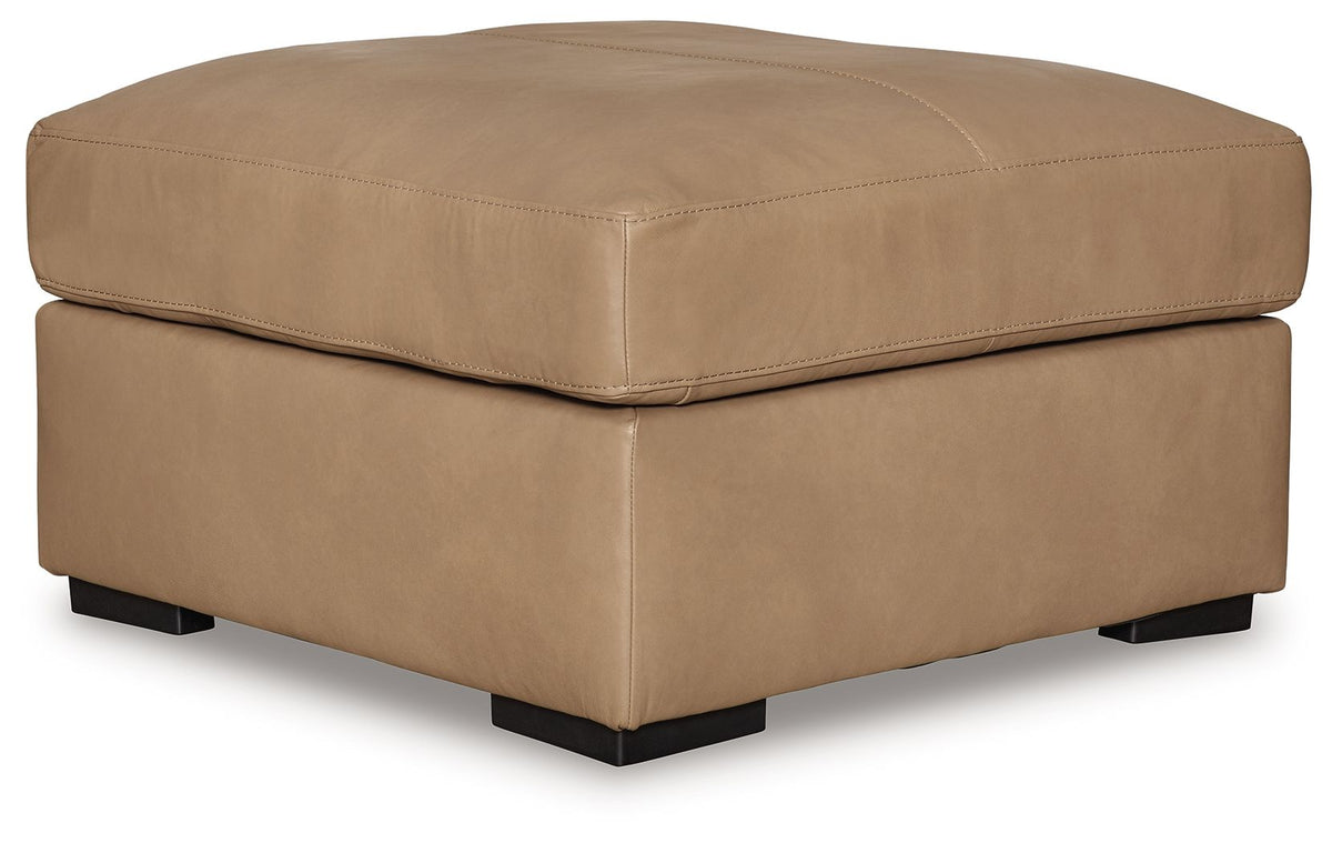 Bandon - Oversized Accent Ottoman - Leather Match - Toffee