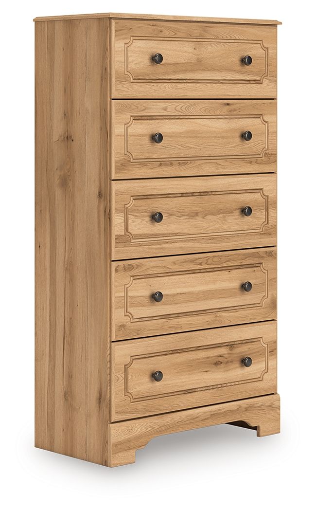 Aleaport - Five Drawer Chest - Warm Brown image 2