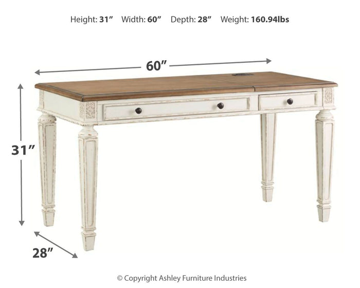 Realyn - Home Office Lift Top Desk - White / Brown image 2