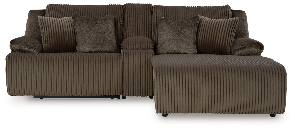 Top Tier - 3-Piece Reclining Sectional Sofa With Raf Press Back Chaise - Fabric - Chocolate