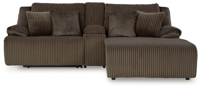 Top Tier - 3-Piece Reclining Sectional Sofa With Raf Press Back Chaise - Fabric - Chocolate image 1