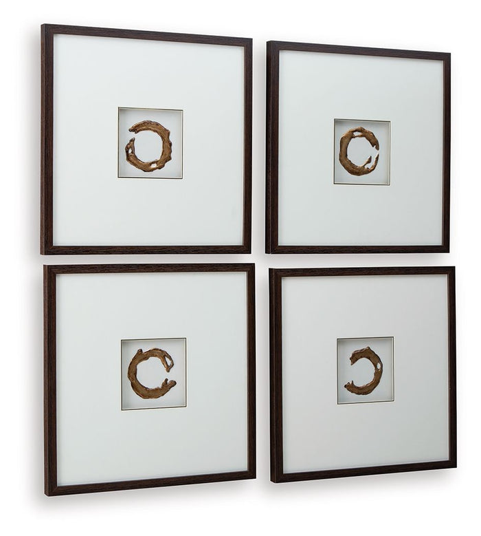Dallbourne - Wall Art Set (Set of 4) - White / Gold Finish image 4