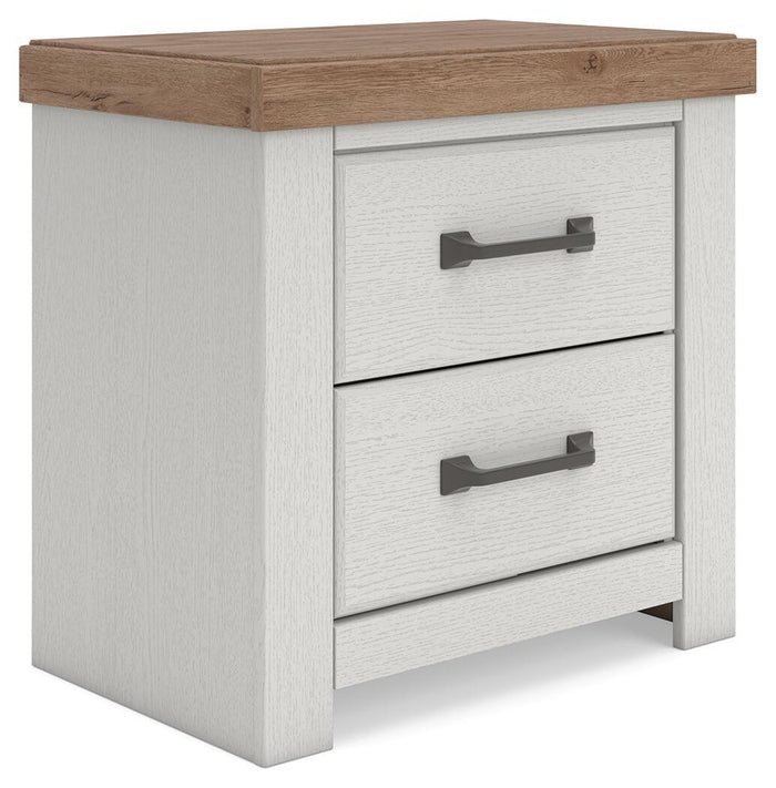 Savonport - Two Drawer Night Stand - White / Brown image 1