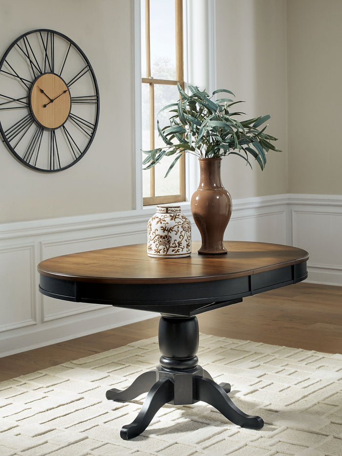 Clorazi - Oval Dining Room Butterfly Extension Table - Black / Brown image 3