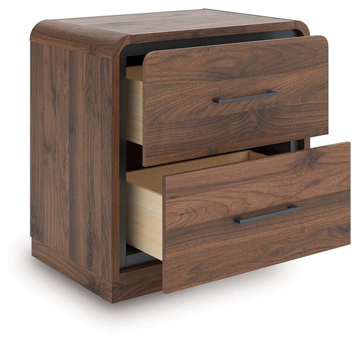 Fortlorn - Two Drawer Night Stand - Walnut Brown image 3