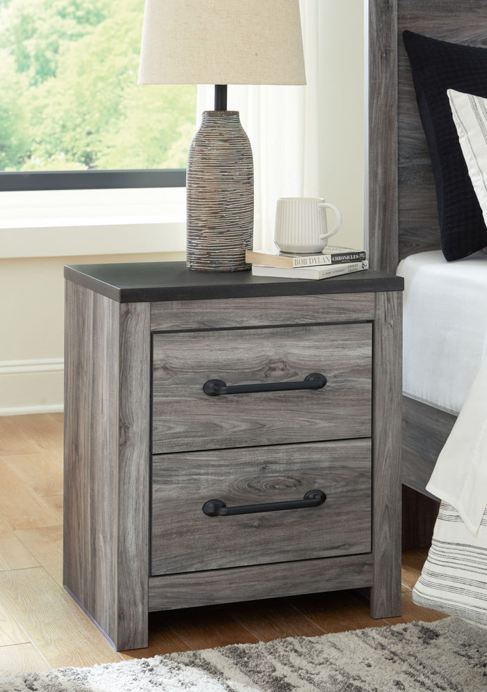Bronyan - Two Drawer Night Stand - Dark Gray image 2