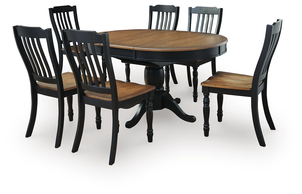 Black / 7 Pc. Table, 6 Chairs
