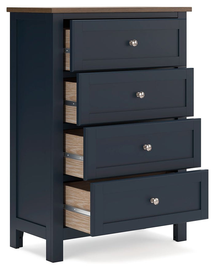 Landocken - Four Drawer Chest - Brown / Blue image 4