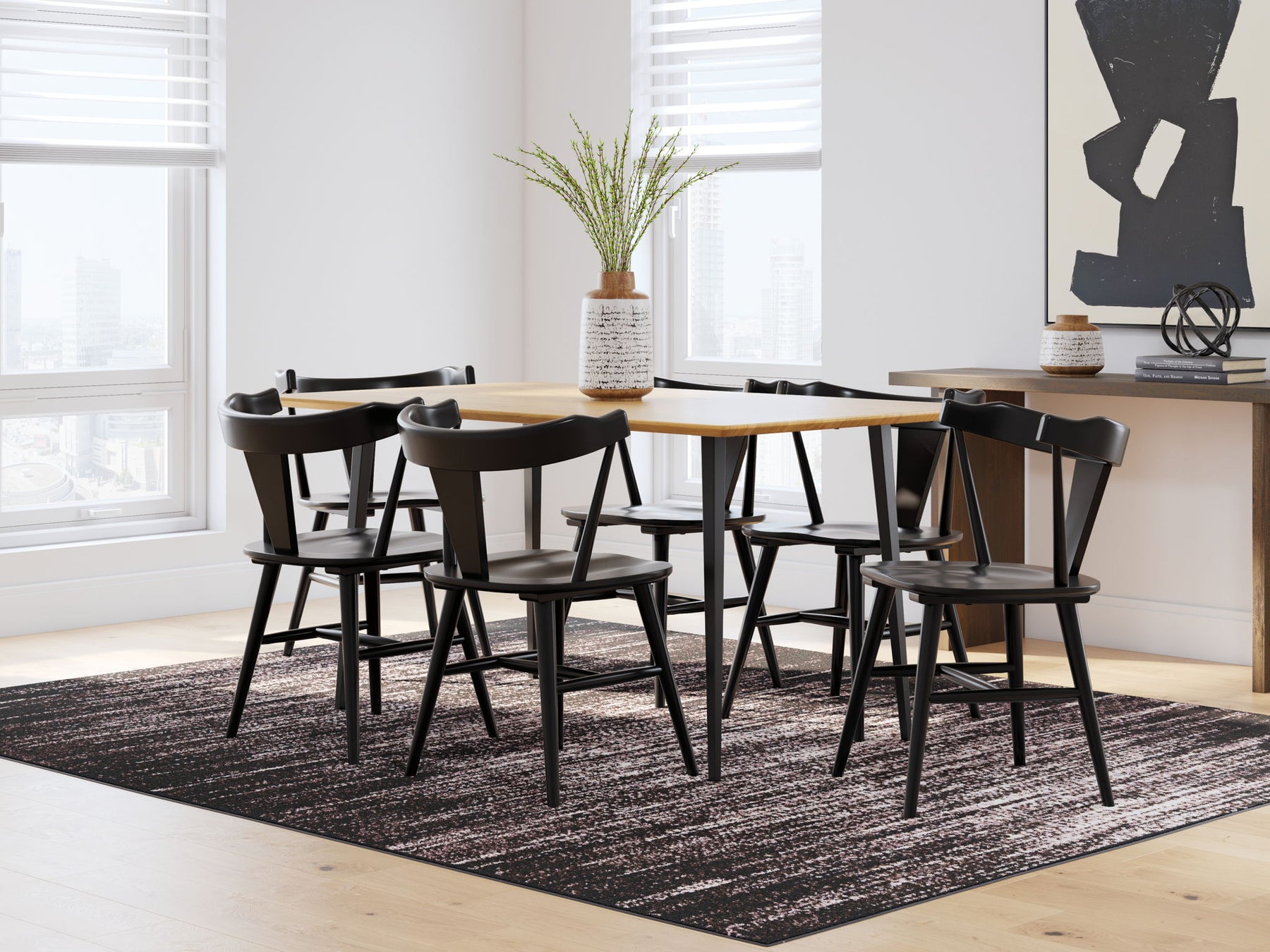 Light Brown / 7 Pc. Table, 6 Chairs