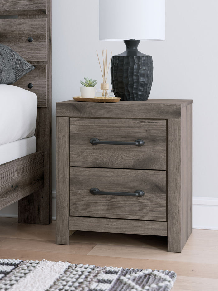 Graystorm - Two Drawer Night Stand - Brown Gray image 3