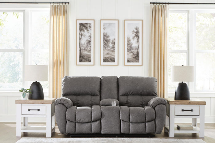 Bakerstein - Power Reclining Loveseat/Console/Adjustable Headrest - Galaxy image 2