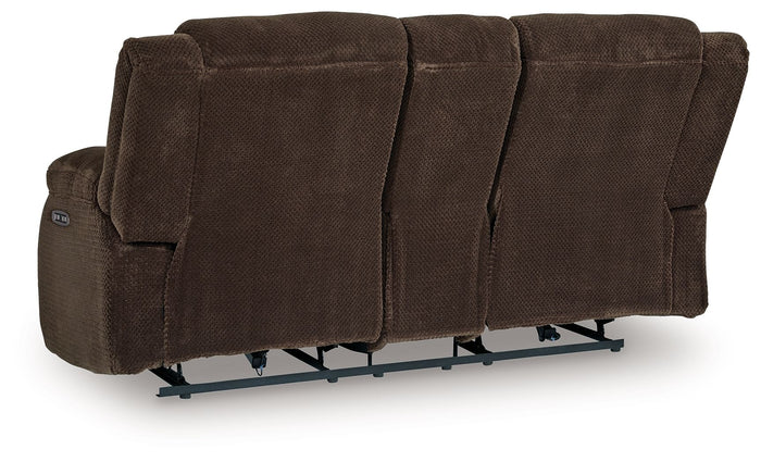 Free Wake - Double Relcining Power Loveseat With Console - Chocolate image 3