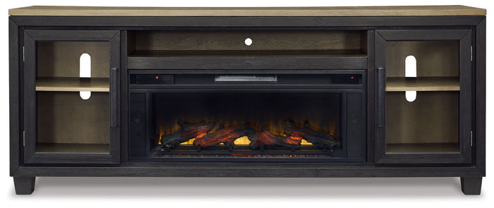 Foyland - 83" TV Stand With Electric Infrared Fireplace Insert - Black / Brown image 3