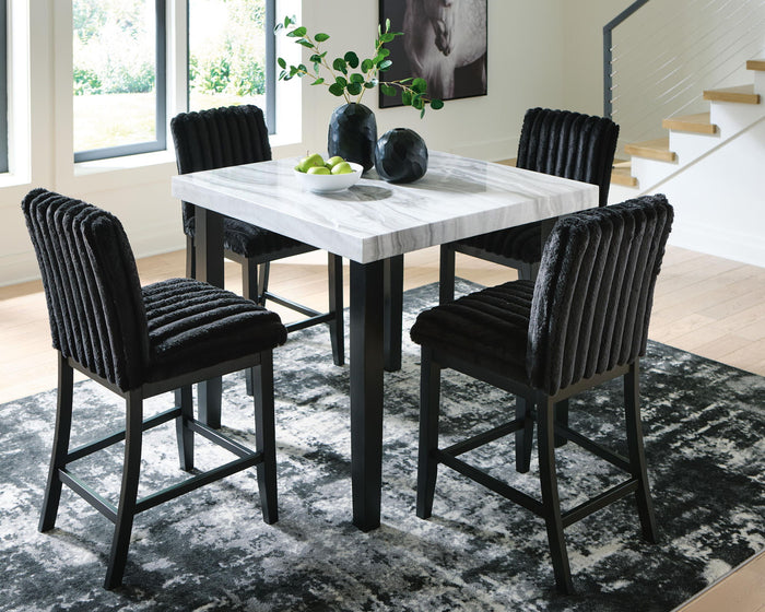 Mervannie - 5 Pc. - Counter Height Dining Table And 4 Barstools - Gray / Black image 4