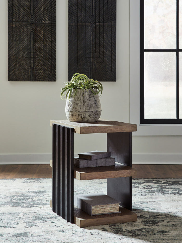 Rylandyn - Rectangular End Table - Black / Light Brown image 2