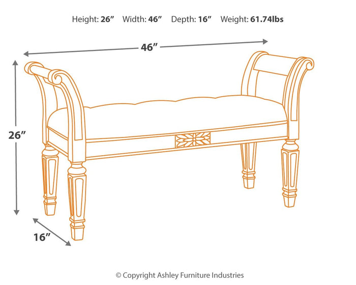 Realyn - Accent Bench - Antique White image 4