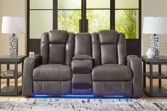 Fyne-dyme - Power Reclining Loveseat With Console/Adj Hdrst image 4