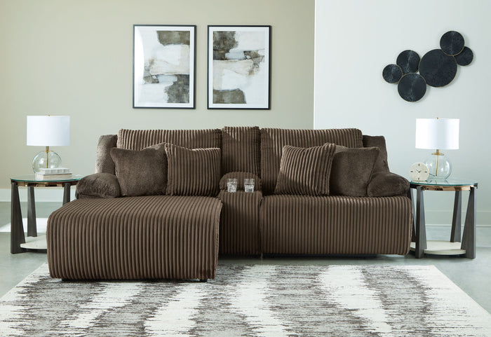Top Tier - 3-Piece Reclining Sectional Sofa With Laf Press Back Chaise - Fabric - Chocolate image 2