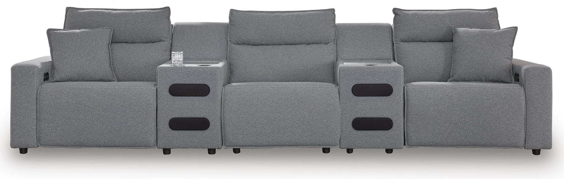 Dark Gray / 5 Pc. Power Reclining Sectional With Power Armless Recliner And 2 Audio Consoles
