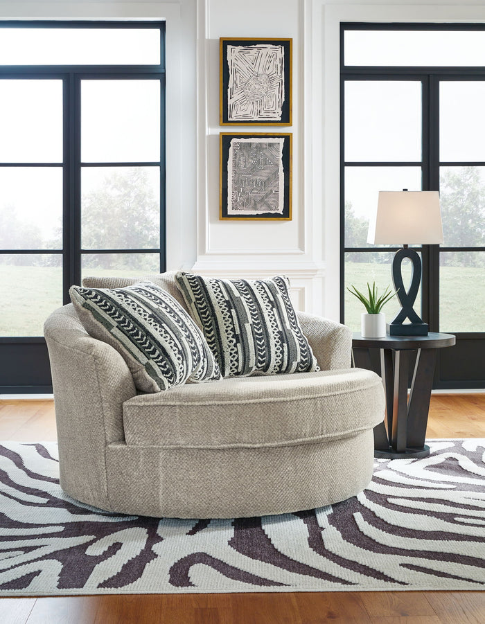 Calnita - Oversized Swivel Accent Chair - Fabric - Sisal image 2