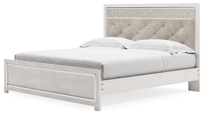 Altyra - King Panel Bed With Upholstered Headboard - White image 3