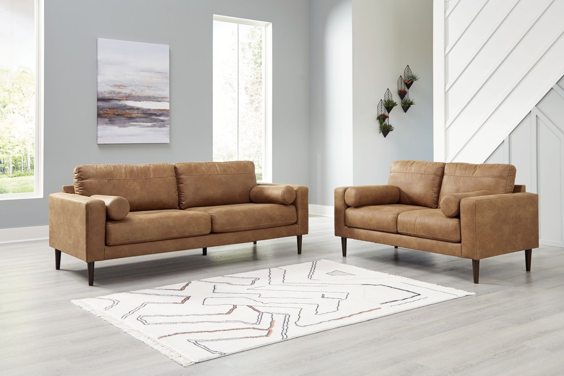 Light Brown / 2 Pc. Sofa, Loveseat