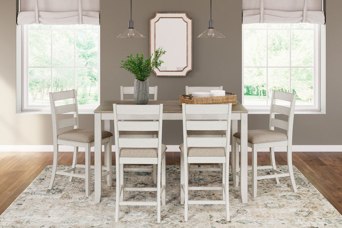 Skempton - Counter Height Dining Table and Bar Stools (Set of 7) - White / Light Brown image 4