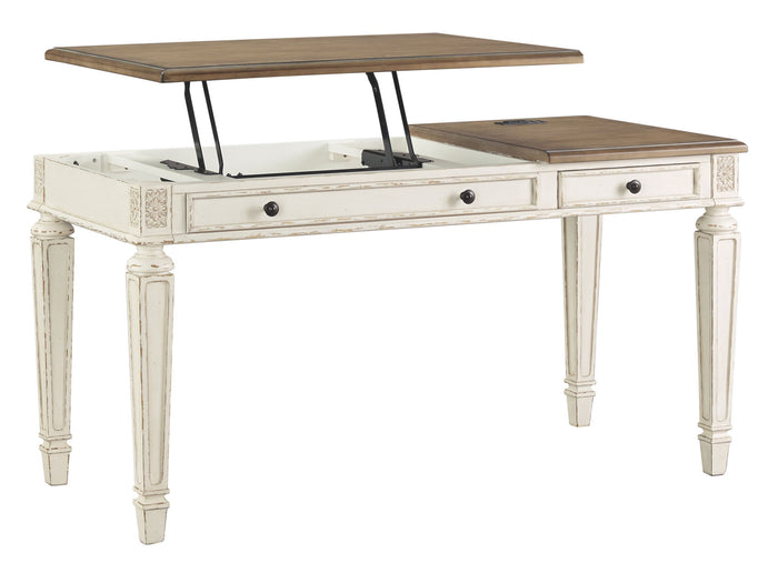 Realyn - Home Office Lift Top Desk - White / Brown image 3