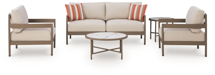 Bluff Trail - Loveseat, Lounge Chairs, Tables Set (Set of 5) - Beige image 1