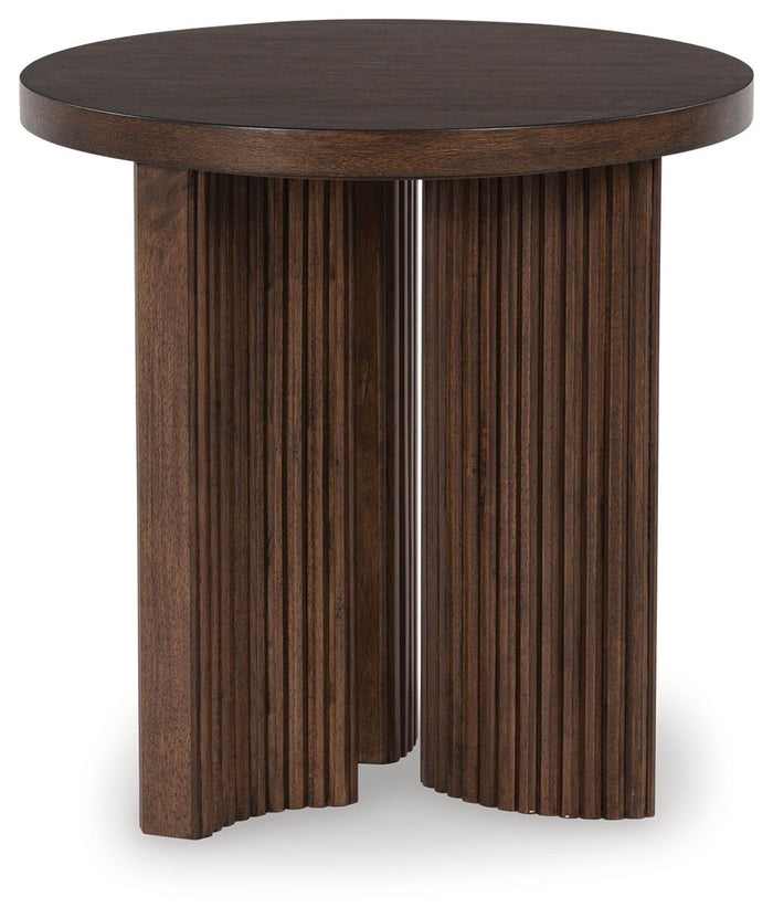 Korestone - Round End Table - Dark Brown image 3