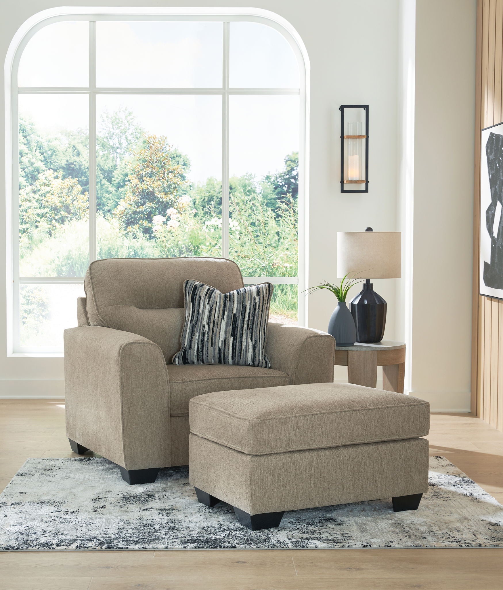 Light Brown / 2 Pc. Chair And A Half, Ottoman