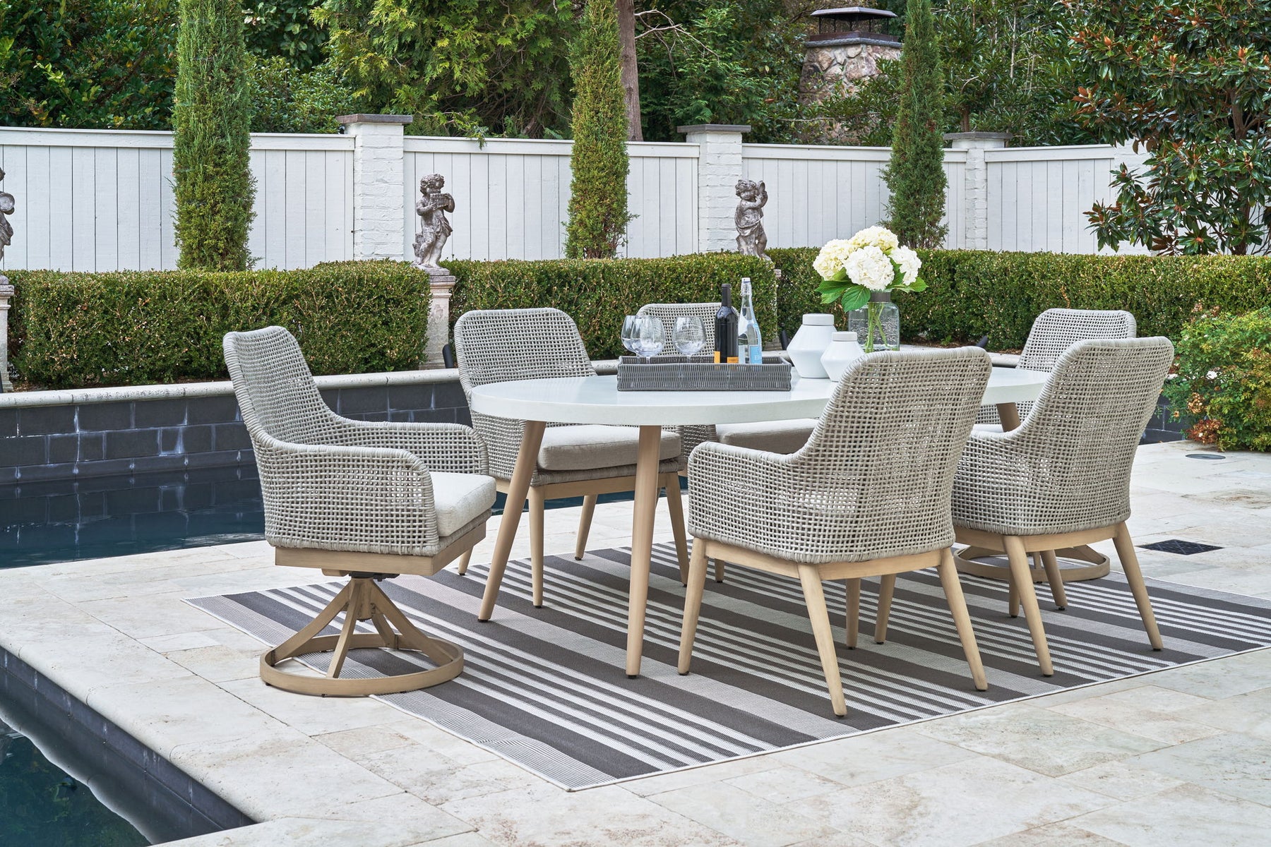 Dark Gray / 7 Pc. Table, 4 Arm Chairs, 2 Swivel Chairs
