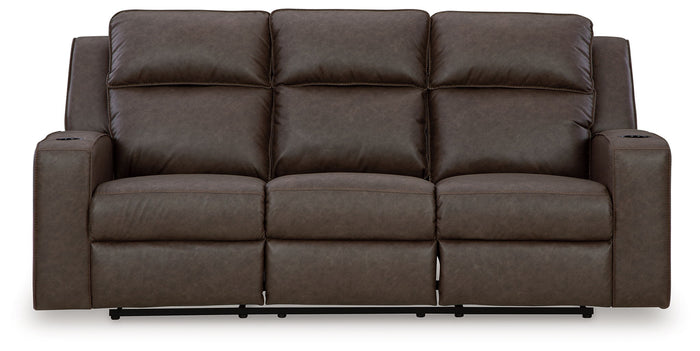 Lavenhorne - Reclining Sofa W/ Drop Down Table - Faux Leather - Granite image 1