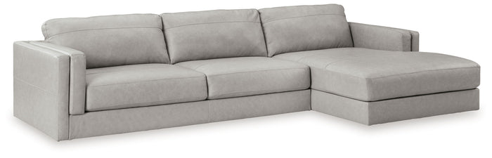 Amiata - 2-Piece Sectional With Raf Corner Chaise - Leather Match - Glacier image 1