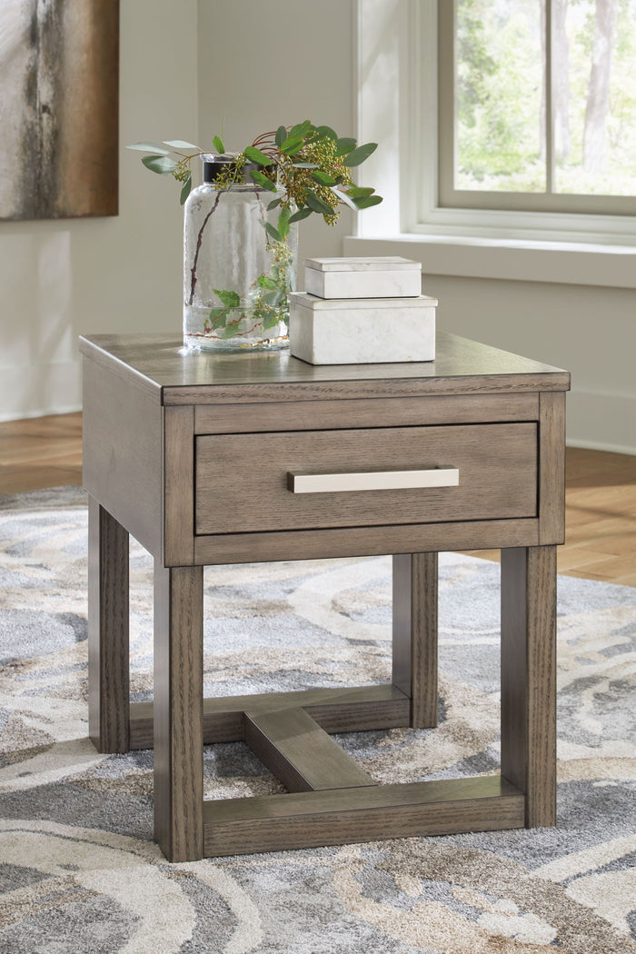 Loyaska - Rectangular End Table - Grayish Brown image 2