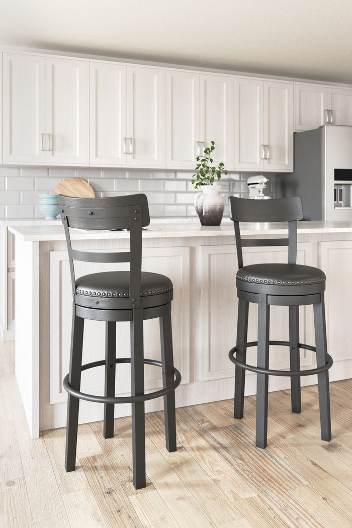 Valebeck - Tall Upholstered Swivel Barstool image 8