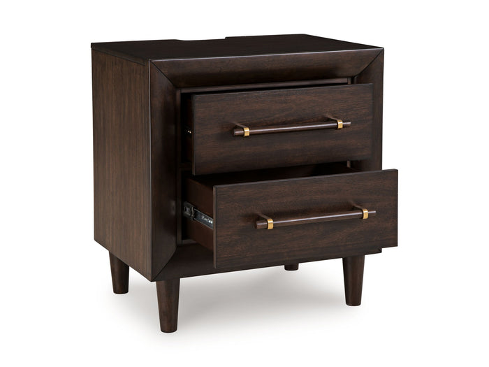 Dantenton - Two Drawer Night Stand - Merlot image 3