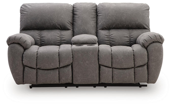 Bakerstein - Power Reclining Loveseat/Console/Adjustable Headrest - Galaxy image 3