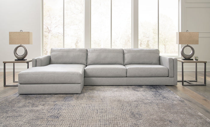 Amiata - 2-Piece Sectional With Laf Corner Chaise - Leather Match - Glacier image 3